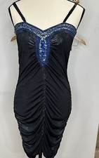 Yoo’n Me beaded blue bodycon dress Size s/m ruched