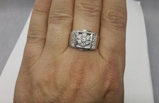 Diamond Cluster Ring 14k White Gold Size 12.5 Vintage Men's