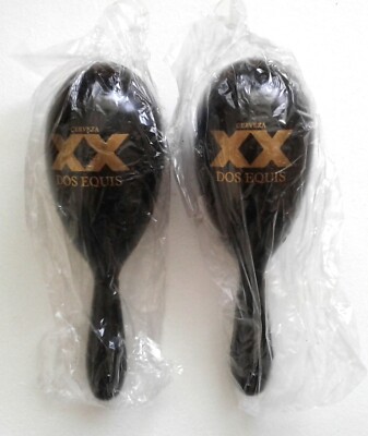 2 - DOS EQUIS XX BEER Maracas Rumba Shakers Cinco de Mayo promotion ''NEW''