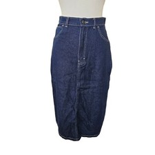 Vintage Womens Size 8 Denim Jean Pencil Skirt Dark Wash Thin Pockets Dark Wash