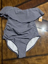 Strapless KONA SOL TARGET ONE PIECE SWIMSUIT SIZE S 4/6 blue checkers Small