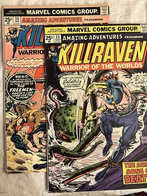 (2) Amazing Adventures-Killraven Warrior Of The Worlds (Marvel 1975) #33 & #34