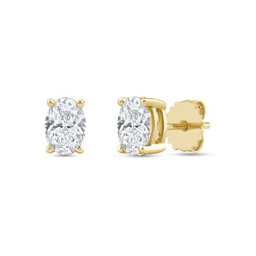 Aretes solitarios de diamantes cultivados en laboratorio ovalados de 1 quilate a 2 quilates de oro de 14 k con certificación IGI - Imagen 19 de 25