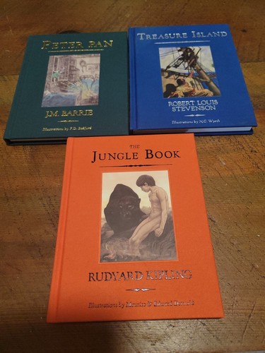 The CHILDRENS ILLUSTRATED CLASSICS Jungle Book Peter Pan Treasure Island Box Set - Picture 9 of 14
