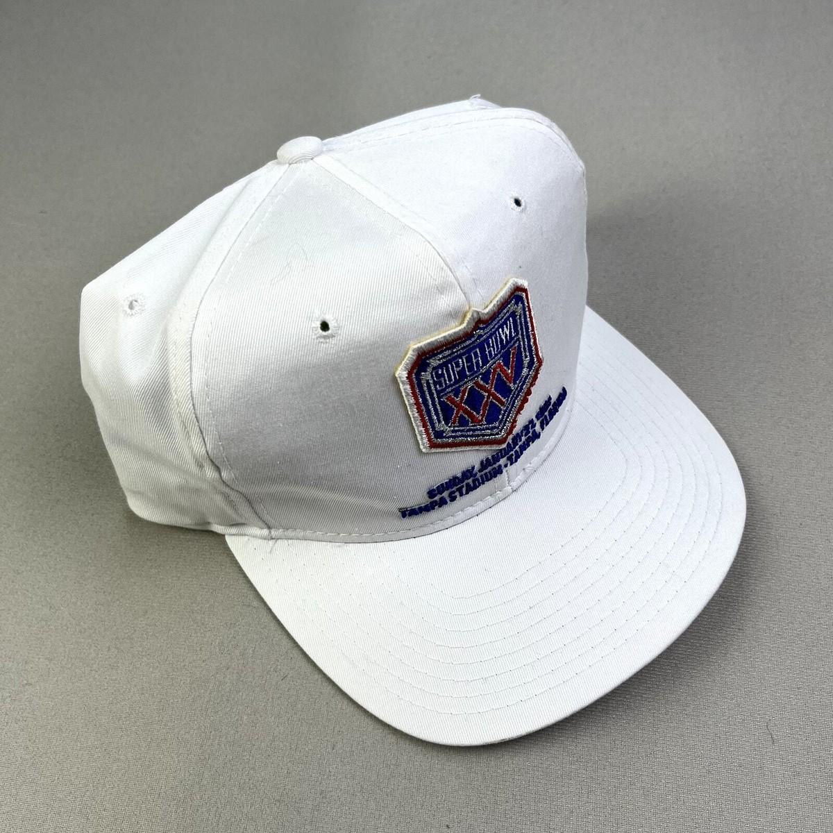 帽子 90s Long Bill cap white Vintage Super Bowl XXV Hat Snapback White New Era NFL