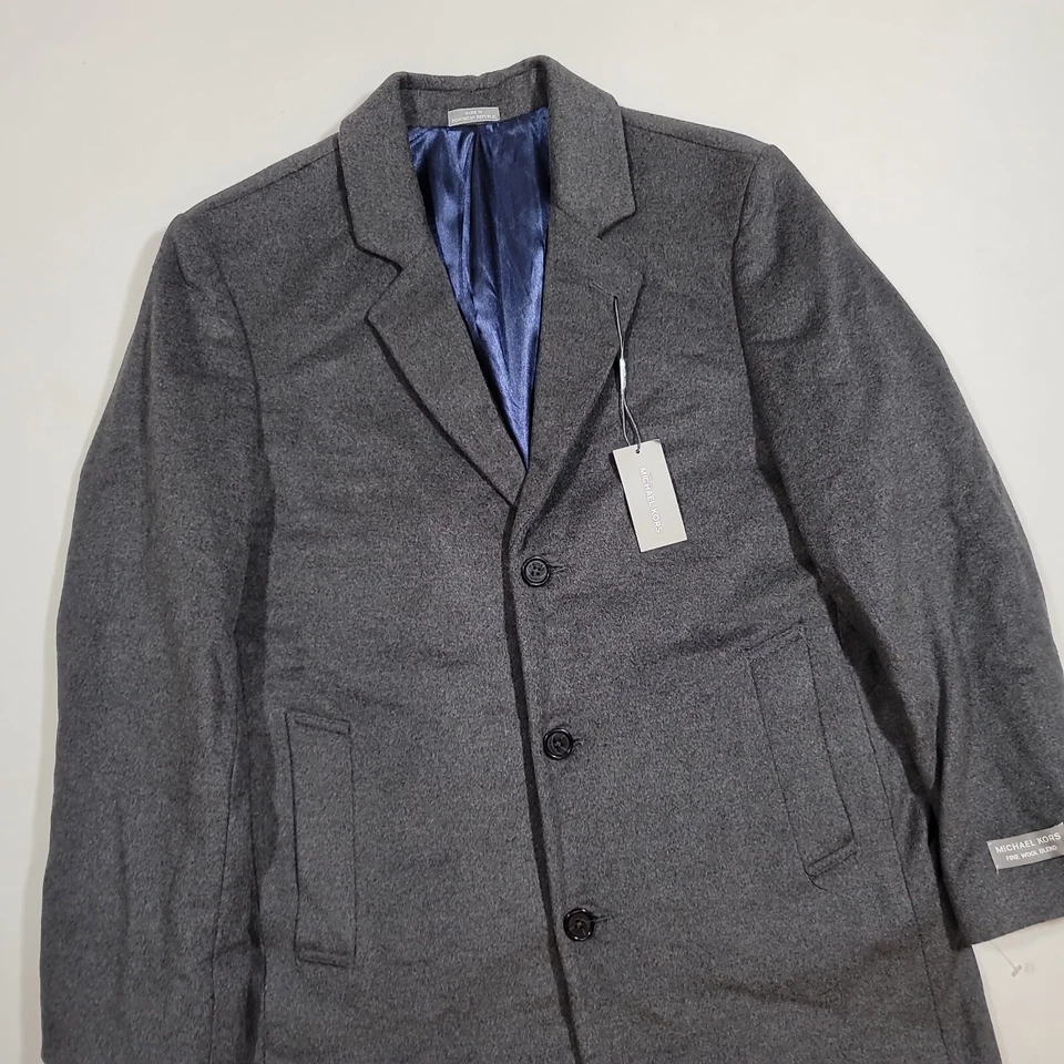Michael Kors Madison Overcoat Men XL 46L Dark Gray Heather Wool Cashmere $495 - Image 4 of 4