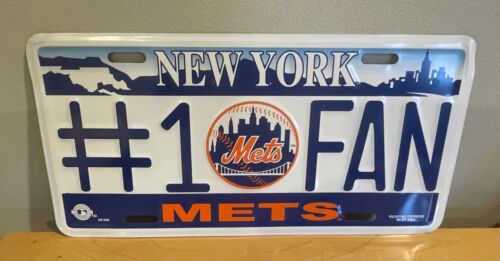 New York Mets License Plate Embossed Metal Car Tag MLB #1 Fan - Vintage