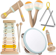 Baby Musical Instruments-Montessori Wooden Toys for Toddlers 1-3,Neutral Colors