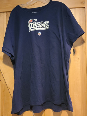 Reebok Womens Plus 4XL Patriots T-shirt Blue Short Sleeve 100% Cotton