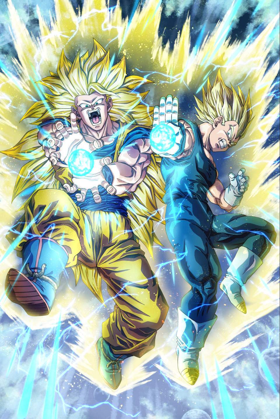 Dragon Ball Z Poster Goku SSJ3 and Vegeta SSJ2 12in x 18in Free Shipping