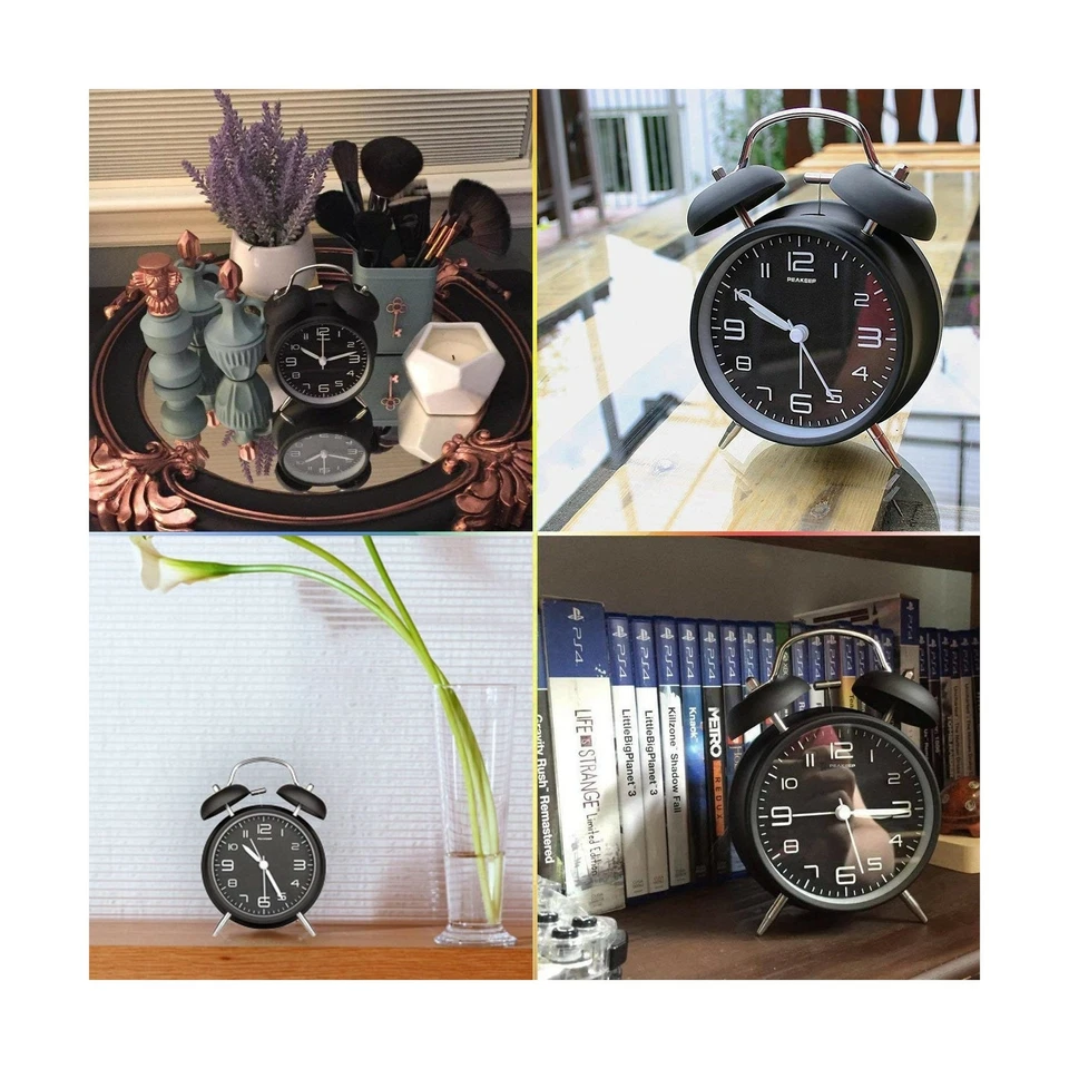 Peakeep 4 inches Twin Bell Alarm Clock Stereoscopic Dial  Alarm Clock 10.2Ounces - Image 4 of 4