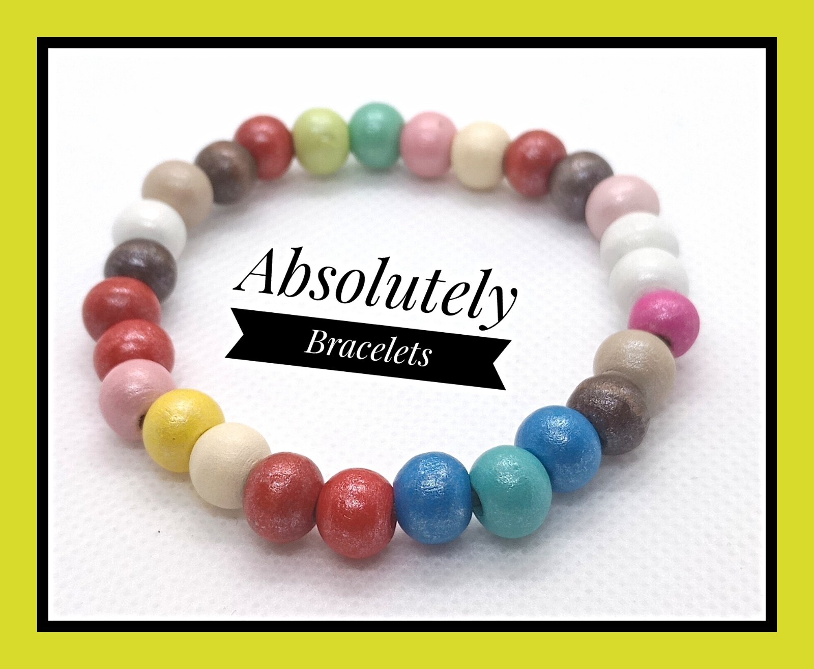 Rainbow Wooden Stretch Bracelet for Kids Festival Rave Party 8mm