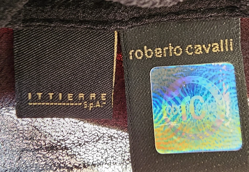 Just Cavalli Womens Shirt S Small M Medium Top Blouse Size Black Silk - Image 3 of 4