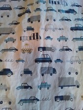 Pottery Barn Kids White Gray Full Fitted Sheet City Transport Organic Cotton