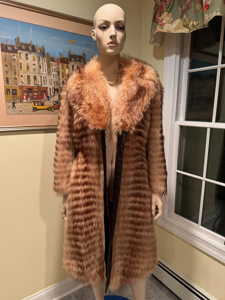Carrie Bradshaw 40" Real Golden Red Orange Fox Fur Coat Jacket X-Small 0/2 SATC - Image 3 of 4