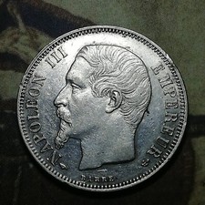 1860 A France 1 Franc Silver Coin - Napoleon III - KM# 779.1 - High Grade