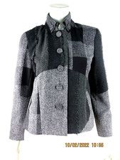 COLDWATER CREEK SZ 8/P Polyes/Rayon Charcoal Gray Big Button Blazer Jacket Coat