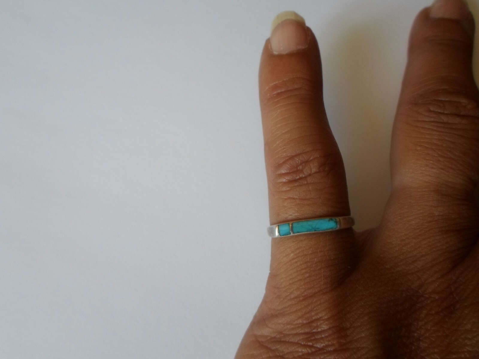 solid silver ring, turquoise color, size 51 - image 1