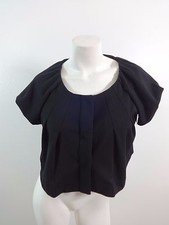ELLE WOMENS BLACK POLYESTER BLEND SNAP FRONT CROPPED BLAZER JACKET SIZE S