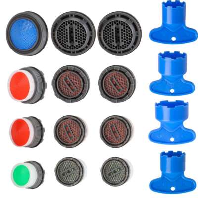 12 Pcs Faucet Aerator Cache Aerators with 4 Pcs Aerator Key Removal Wrench Tool