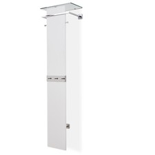 Garderobe in weiß Kleiderstange 5 Haken Schirmständer Hutablage Glas Metall 