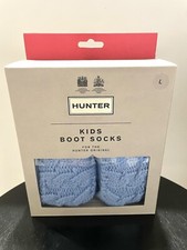 HUNTER ORIGINAL KIDS SZ L TALL 6 STITCH CABLE BOOT ACR BOAT BLUE KAS4024AAB NEW