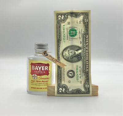 #545 Bayer Aspirin Restored Medium-Sized Bottle Vintage / Antique 1937