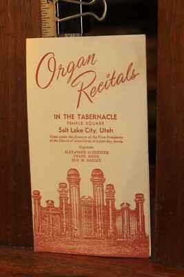 Salt Lake City Utah Organ Recitals 9-15-1955 Tabernacle Temple Square Program