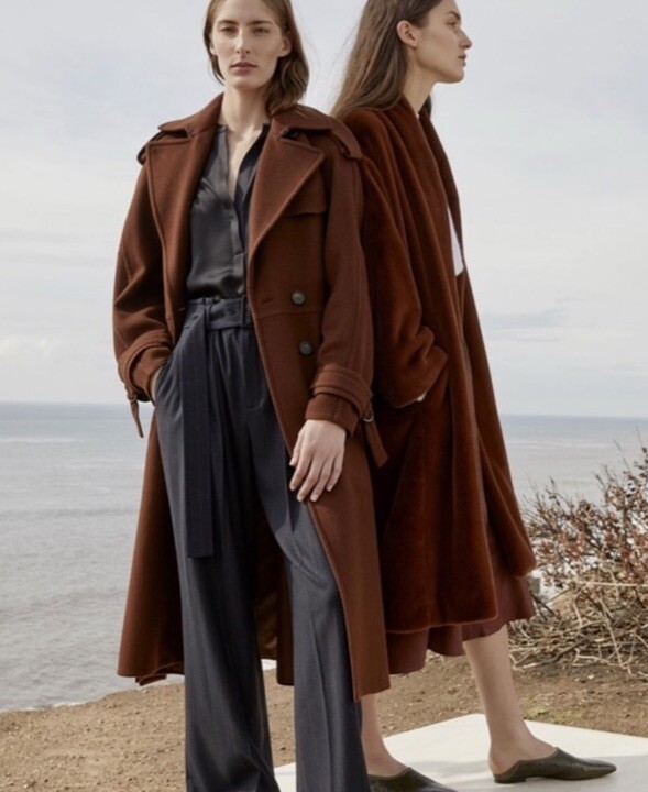 Vince Belted Soft Wool Blend Lined Trench Coat, Mahogany, Small