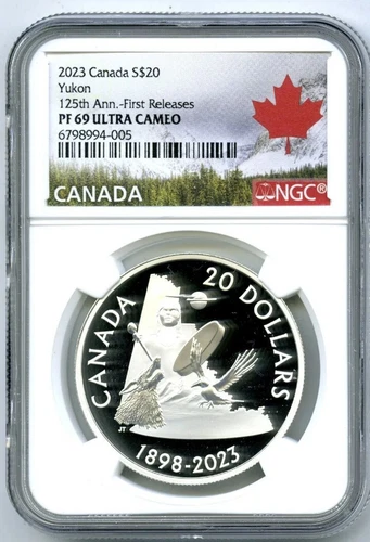 2023 $20 CANADA 1OZ SILVER PROOF NGC PF69 UCAM 125TH ANNV YUKON FR - POP ONLY 9