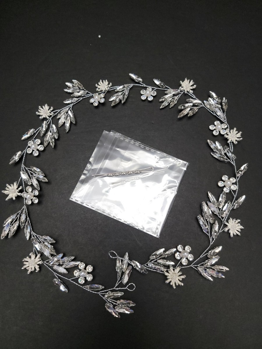 Unsutuo Pearl Bridal Hair Comb Silver Crystal Hair  display picture 1