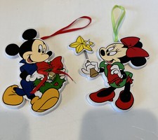 Mickey Mouse wreath Minnie With Wand Ornament Vintage Disney Christmas Wood