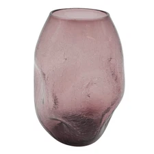 Blenko Anderson MCM Amethyst Crackle Glass Vase 921M With Four Pinch Indents