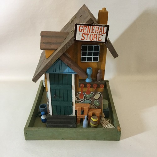Vogelhaus Gemischtwarenladen mit hängender Kordel - 10" hoch Vintage Deko