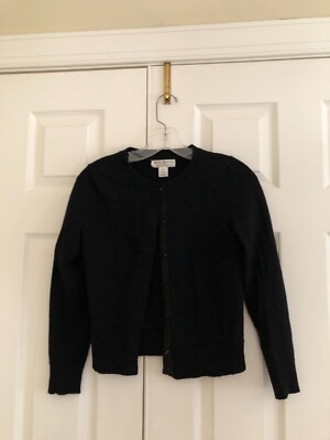 Susan Bristol Petite Size PS 100% Merino Wool Black Cardigan Sweater Women
