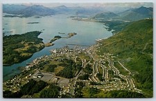 Postcard Aerial View Of City Kodiak, Boat Harbor, White Alice, Woman s Bay, AK