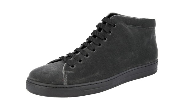 Prada Samt Downtown High-Top Sneaker - 4T3134 - Grau - Neu - 9 43-image