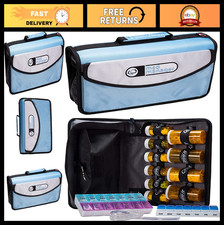Mini Medicine Organizer  Pill Case - Holds 10 Bottles, Light Blue, 12"x6"x3