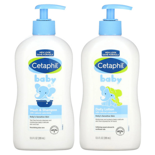 Baby, Healthy Skin Essentials Set, 2 Piece Set, 13.5 fl oz (399 ml) Each