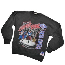 Vintage Super Bowl XXVI Sweatshirt Mens Medium Black NFL Football Nutmeg 90s