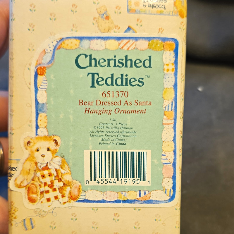 Enesco Cherished Teddies Bear Santa Hanging Ornament Multicolor 1995 651370