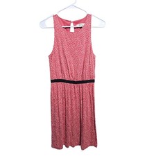 Ann Taylor Loft Dress Womens Size Small Sleeveless Pink Polka Dot (821)