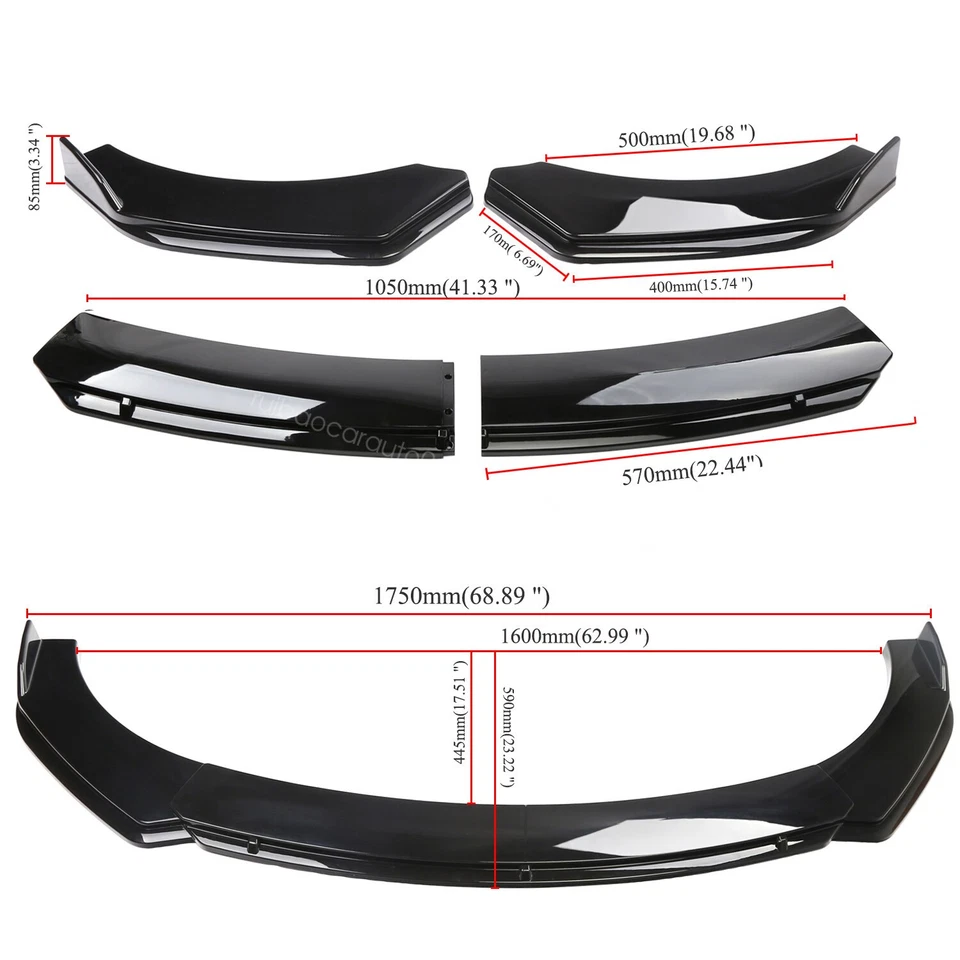 For Chrysler 300 300M Black Front Bumper Lower Lip Spoiler Splitter Body Kit Foto 3 de 4