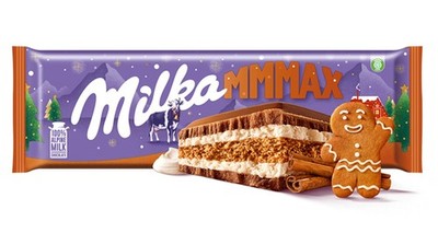 Milka MMMAX Lebkuchen Schokolade 300g - Gewürzkekse und Vanillecreme Füllung