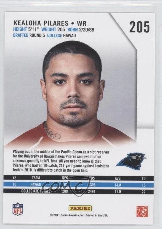 2011 Panini Rookies & Stars Rookie Kealoha Pilares #205 RC - Image 2 of 2