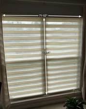 Select Blinds (Zebra) - Beige, Corded on the left, 71-1/2W x 73-3/4H, 2 shades