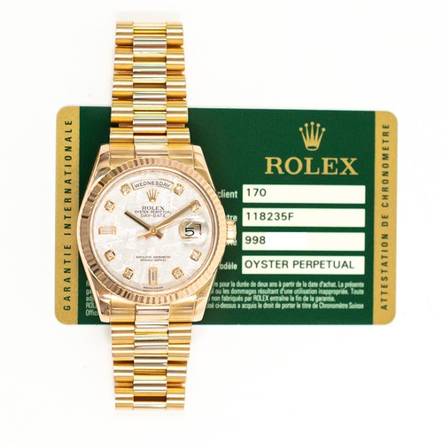 2013 Rolex Day-Date 36, 118235, Rose Gold, Meteorite Diamond, President Brace...