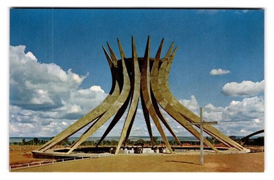 Vintage Brasilia Cathedral Nossa Senhora Aparecida Postcard 6x4