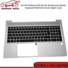 For HP Probook 450 G8 455 G8 Spanish Backlit Keyboard Palmrest Cover Upper Case