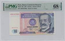 Peru, 1987, 10 Intis – PMG 68	   Shipping  fee combined